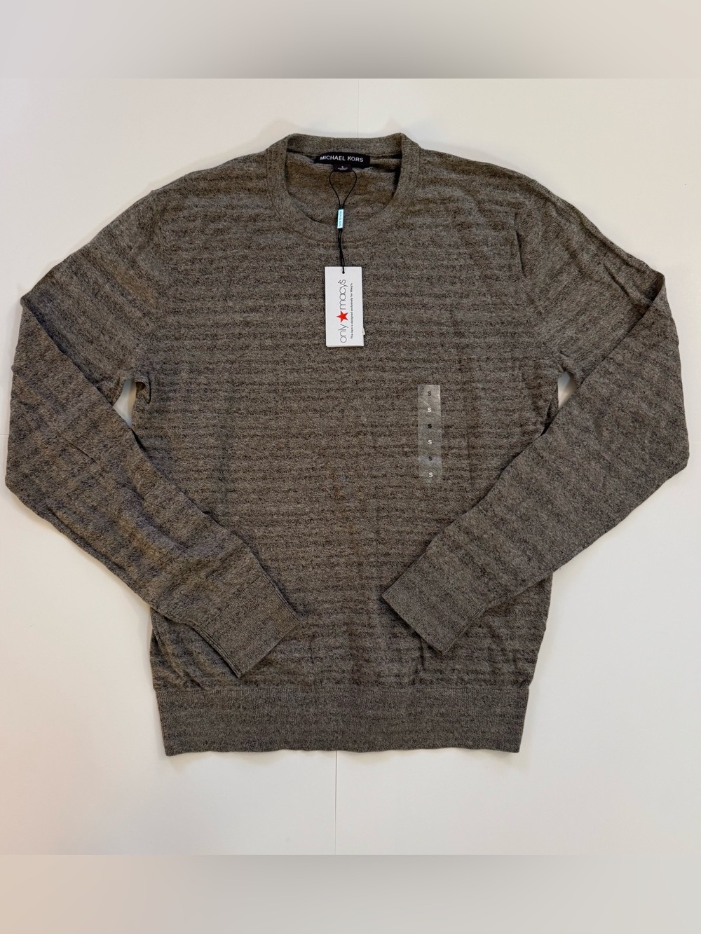 NWT Michael Kors Men's Tri-Color Knit Cotton Crewneck Sweater Size S